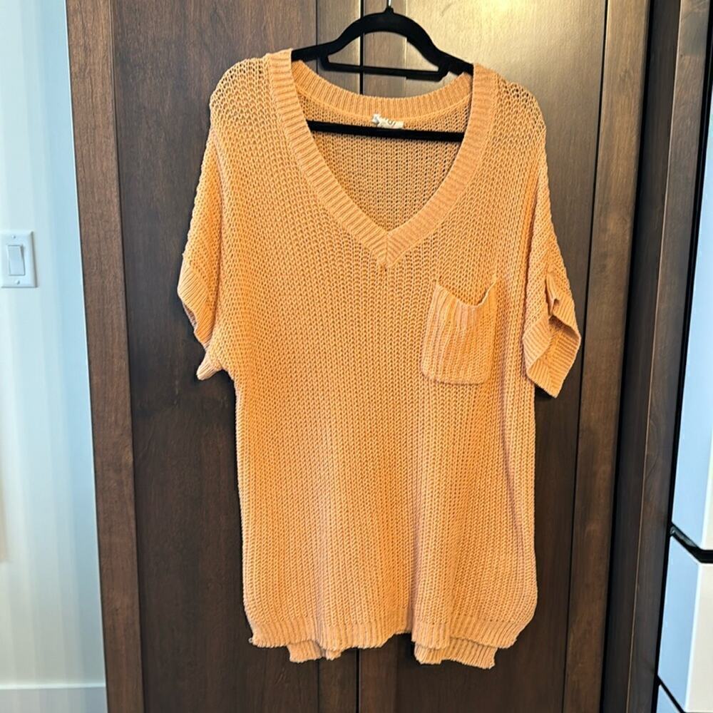 Peach Loose Fitting Low Gauge Sweater Top sz xl